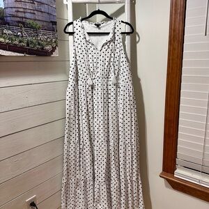 Torrid White and Black Polka Dot Tiered Maxi Sundress